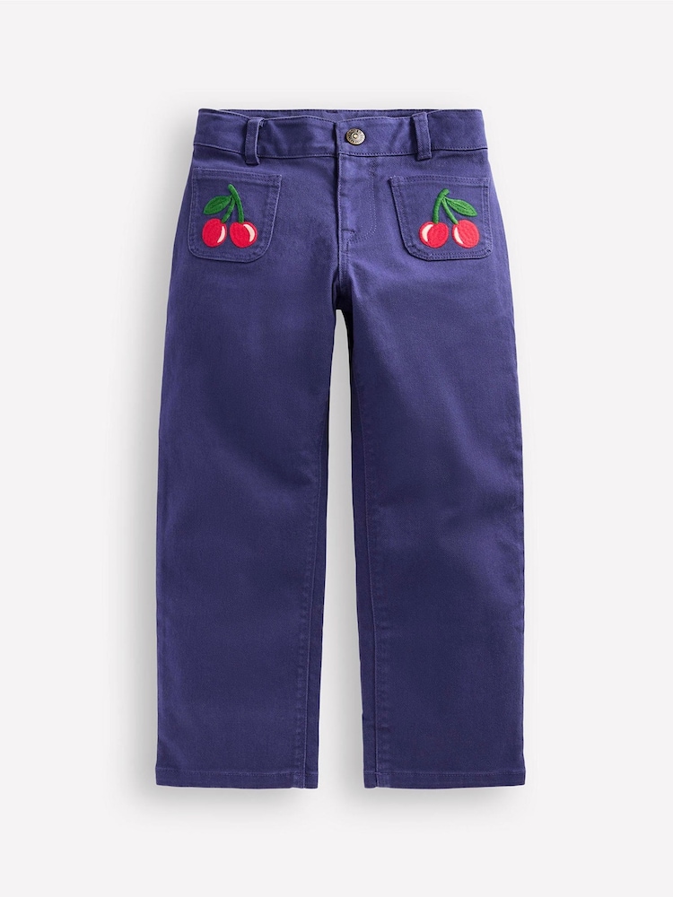 Boden Blue Cherries Patch Pocket Trousers - Image 1 of 3