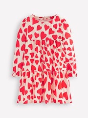 Boden Red Betsy Heart Tiered Twirly 100% Cotton Dress - Image 1 of 3