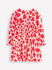 Boden Red Betsy Heart Tiered Twirly 100% Cotton Dress - Image 2 of 3