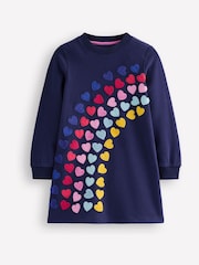 Boden Blue Ida Sweatshirt Heart Appliqué Dress - Image 1 of 3