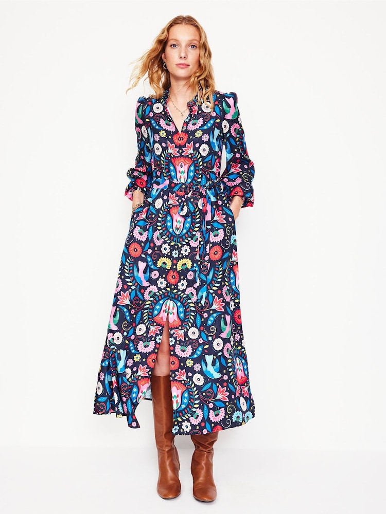 Boden Blue Ruby Collarless Shirt Dress - Image 2 of 5