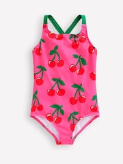 Boden Pink Cherries Cross-Back Printed Swimsuit - Image 1 of 3