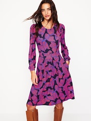 Boden Blue Alexandra Bow Blouson Jersey Dress - Image 1 of 5