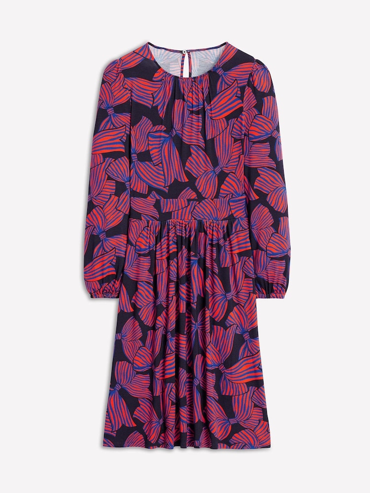 Boden Blue Alexandra Bow Blouson Jersey Dress - Image 5 of 5 Boden Blue Alexandra Bow Blouson Jersey Dress - Image 5 of 5