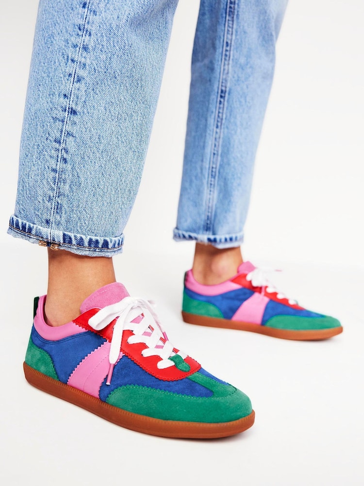 Boden Blue Erin Retro Tennis Trainers - Image 1 of 5