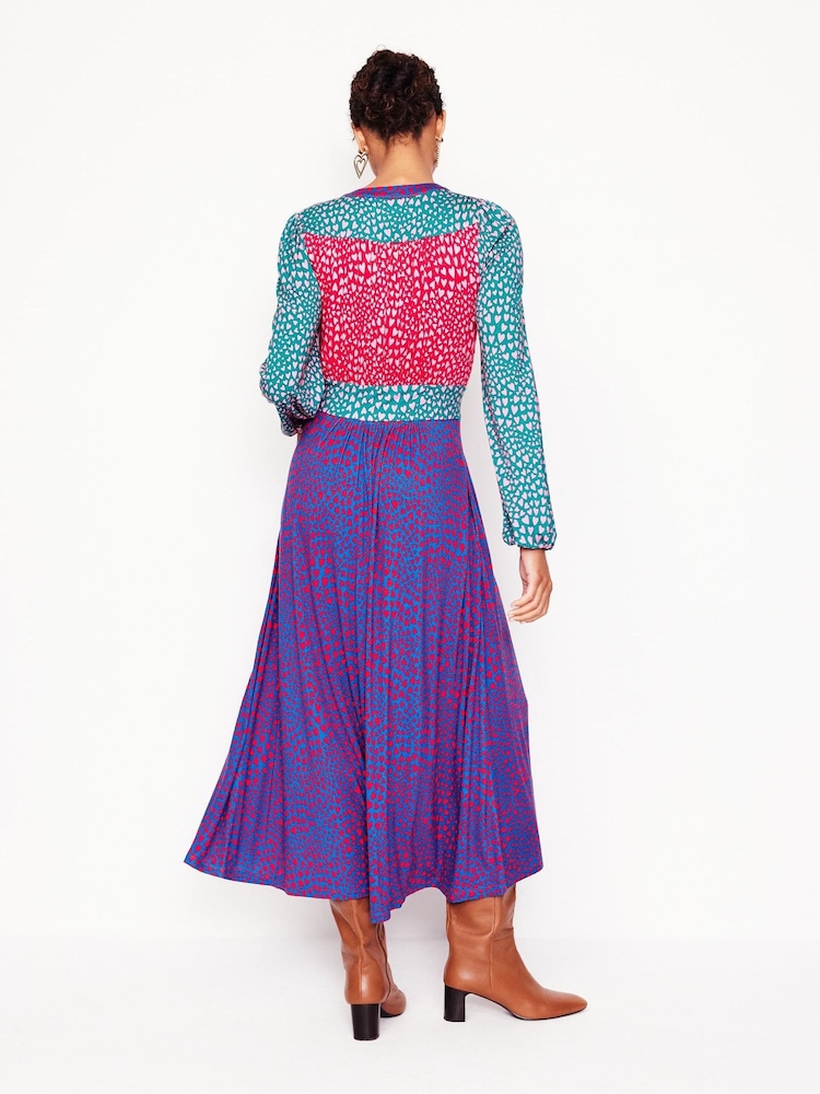 Boden Blue Lily Long Sleeve Heart Midi Dress - Image 3 of 5