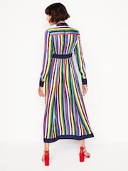 Boden Blue Rainbow Stripe Empire Shirt Dress - Image 3 of 5