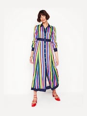Boden Blue Rainbow Stripe Empire Shirt Dress - Image 4 of 5