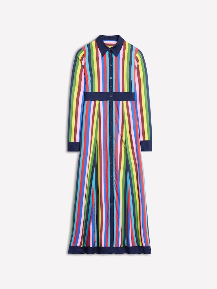 Boden Blue Rainbow Stripe Empire Shirt Dress - Image 5 of 5 Boden Blue Rainbow Stripe Empire Shirt Dress - Image 5 of 5