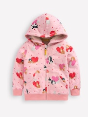 Boden Pink Shaggy Lined Heart Hoodie - Image 1 of 3