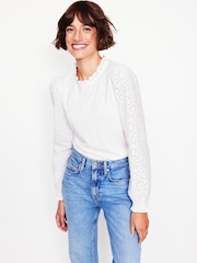 Blusa con cuello de volante y mangas con bordados de Boden - Imagen 4 de 5