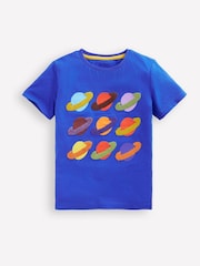 Boden Blue Space Planets Boucle 100% Cotton T-Shirt - Image 1 of 3