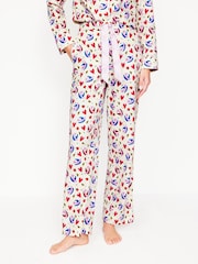 Boden Cream Heart Sateen 100% Cotton Pyjamas Trousers - Image 1 of 5