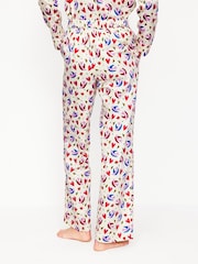 Boden Cream Heart Sateen 100% Cotton Pyjamas Trousers - Image 2 of 5