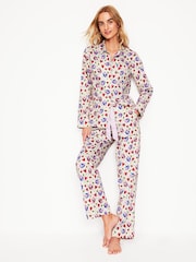 Boden Cream Heart Sateen 100% Cotton Pyjamas Trousers - Image 3 of 5