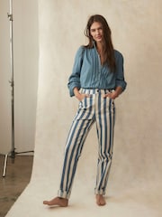 Boden Blue High Rise Stripe Jeans - Image 1 of 7