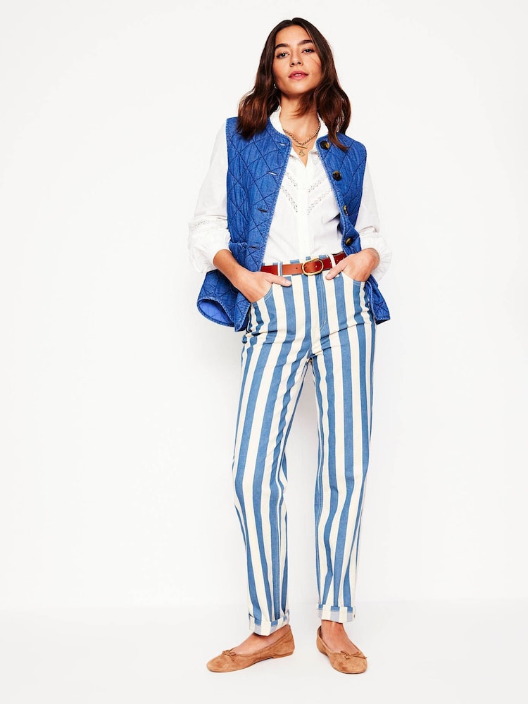 Boden Blue High Rise Stripe Jeans - Image 2 of 7