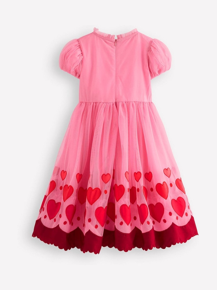 Boden Pink Heart Appliqué Hem Tulle Dress - Image 2 of 3