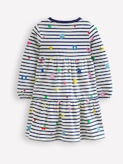 Boden Blue Tiered Stripe Sweatshirt Dress - Image 2 of 3