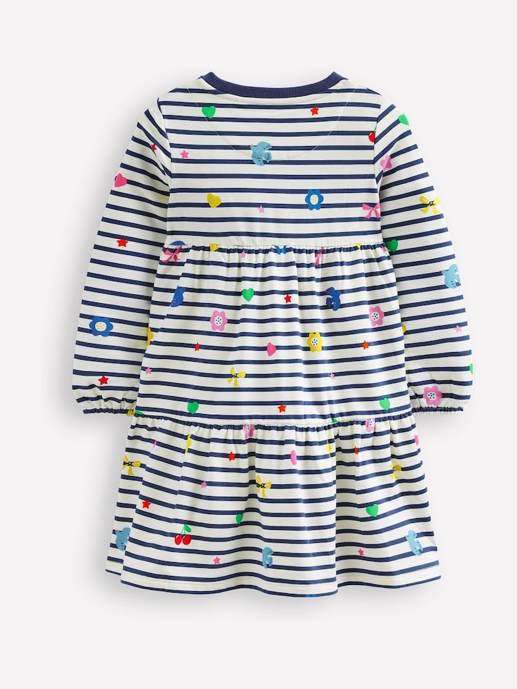 Boden Blue Tiered Stripe Sweatshirt Dress - Image 2 of 3