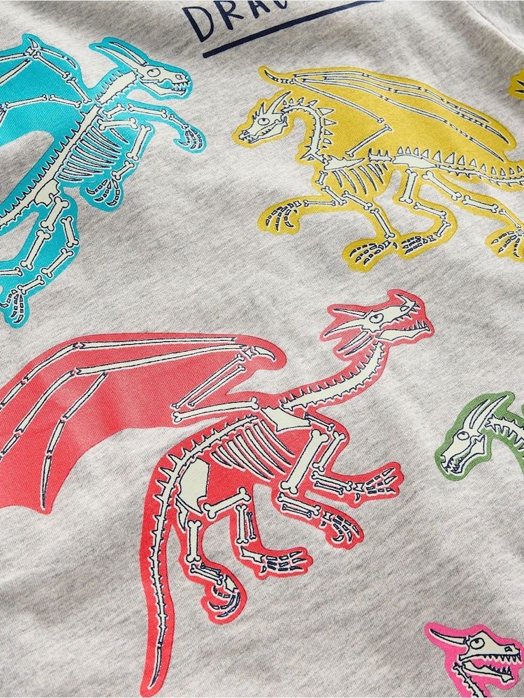 Boden Grey Dragon Glow In The Dark 100% Cotton T-Shirt - Image 3 of 3