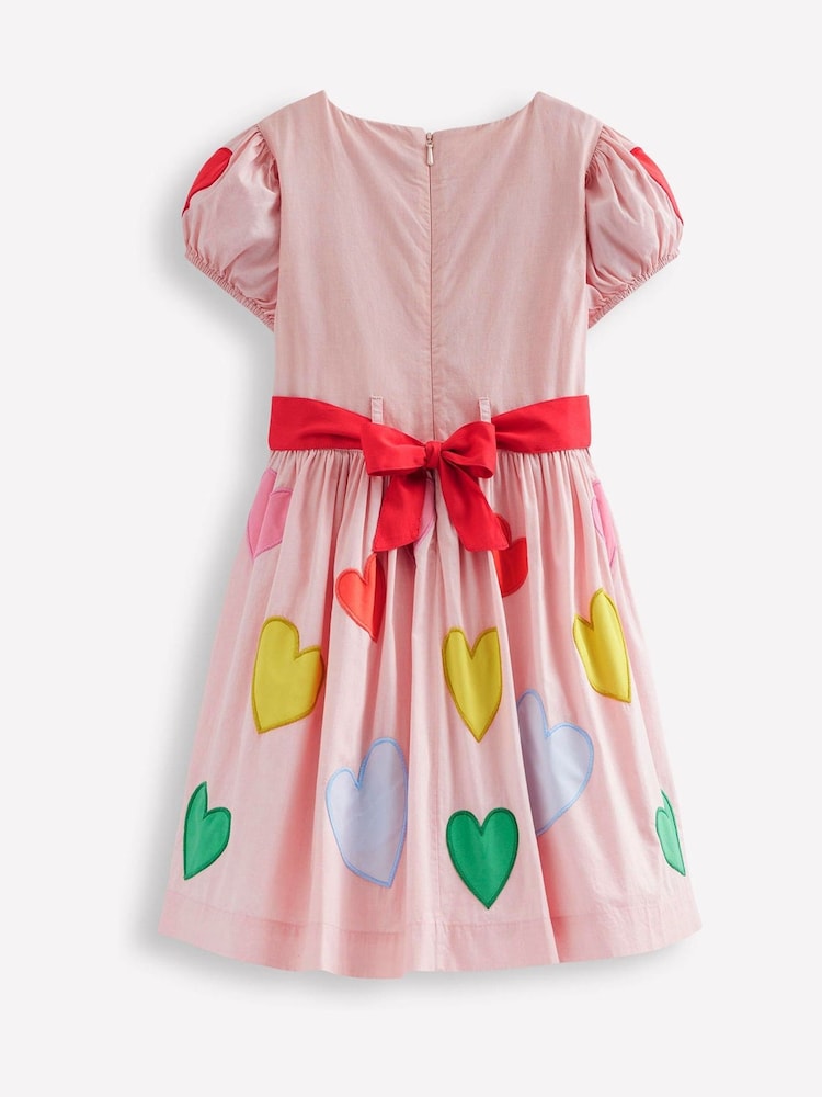 Boden Pink Puff Sleeve Heart 100% Cotton Dress - Image 2 of 3