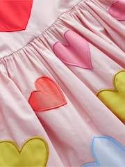 Boden Pink Puff Sleeve Heart 100% Cotton Dress - Image 3 of 3