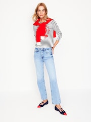 Boden Cream Heart Long Sleeve Breton 100% Cotton Jersey Top - Image 3 of 5