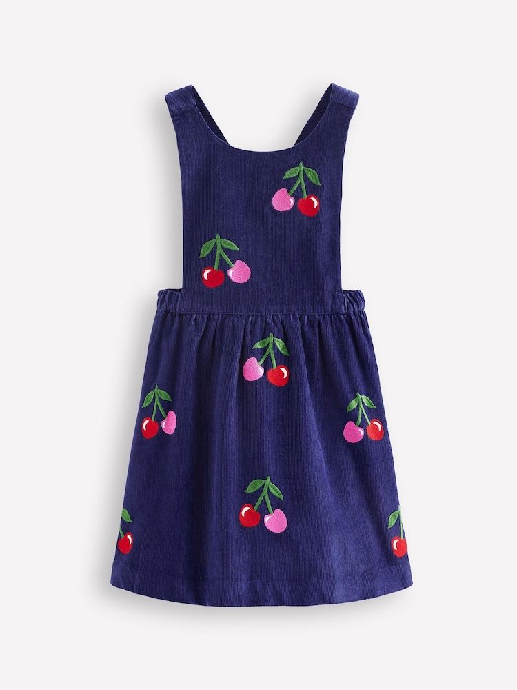 Boden Blue Lucilla Cherry Print Pinafore 100% Cotton Dress - Image 1 of 3 Boden Blue Lucilla Cherry Print Pinafore 100% Cotton Dress - Image 1 of 3
