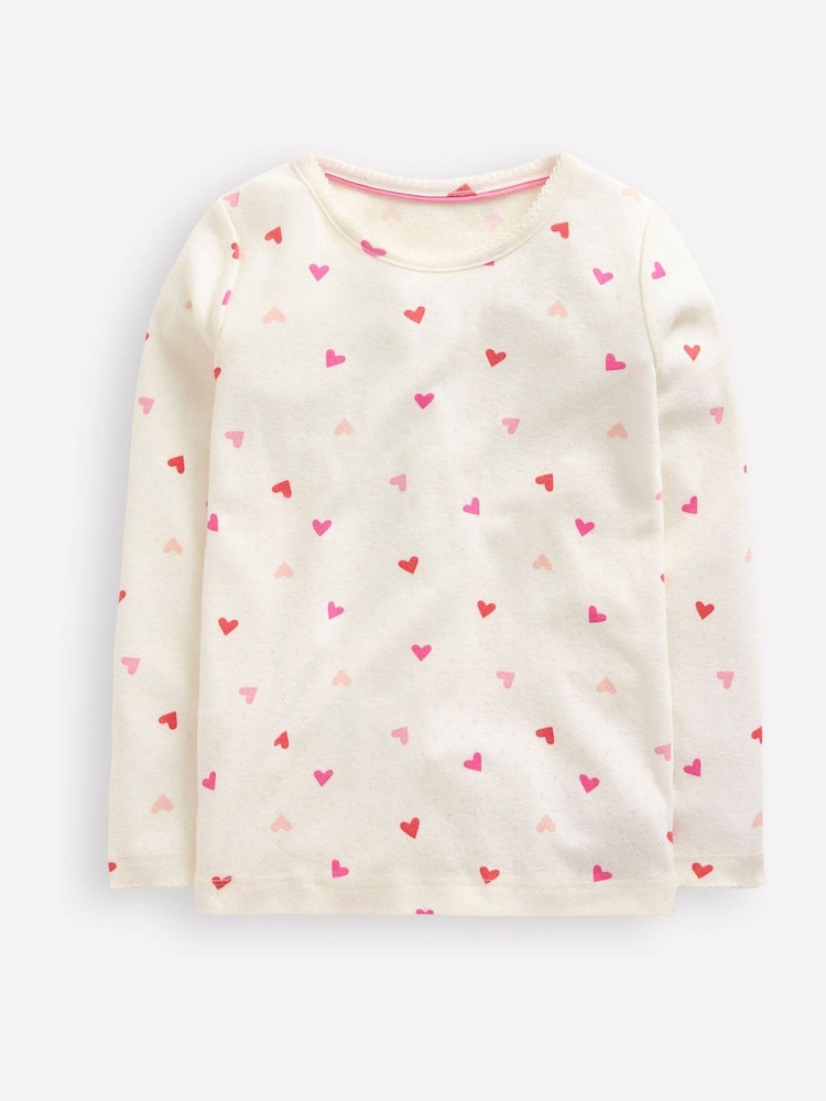 Boden Cream Long Sleeve Pointelle Heart Top - Image 1 of 3