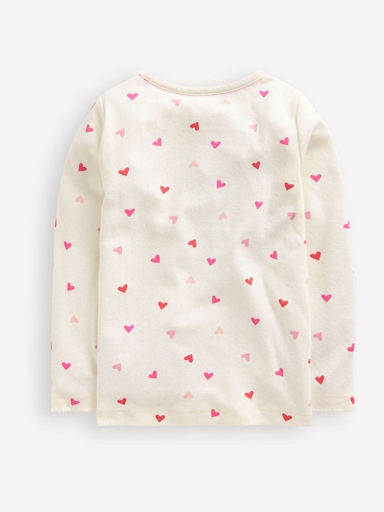 Boden Cream Long Sleeve Pointelle Heart Top - Image 2 of 3