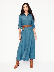 Boden Blue Tess Cord Midi 100% Cotton Shirt Dress - Image 1 of 5
