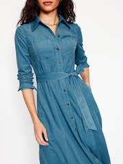 Boden Blue Tess Cord Midi 100% Cotton Shirt Dress - Image 4 of 5