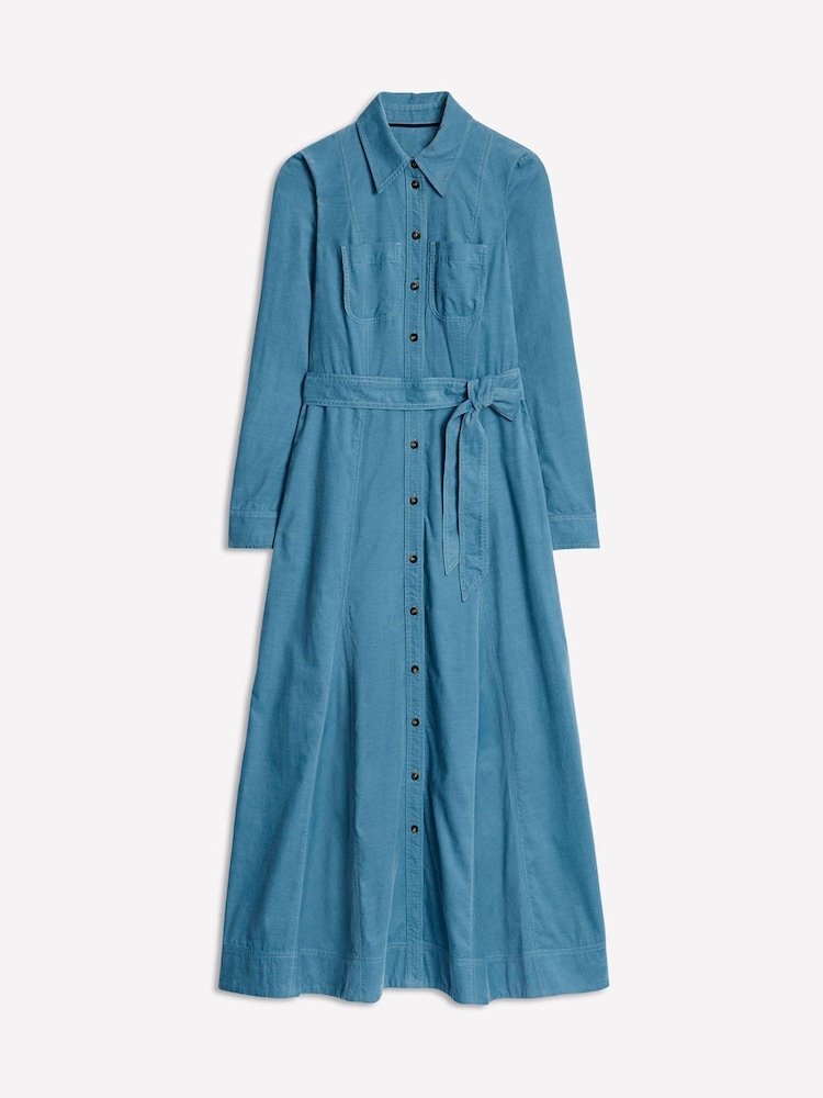 Boden Blue Tess Cord Midi 100% Cotton Shirt Dress - Image 5 of 5