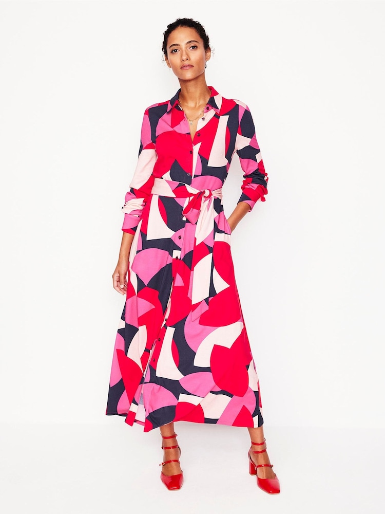 Boden Red Marcia Jersey Midi Shirt Dress - Image 1 of 5