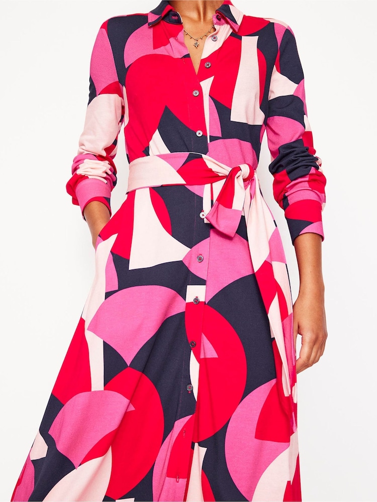 Boden Red Marcia Jersey Midi Shirt Dress - Image 2 of 5