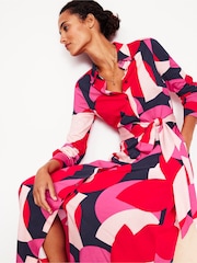 Boden Red Marcia Jersey Midi Shirt Dress - Image 4 of 5