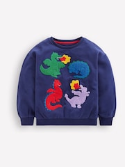 Boden Blue Fun Dragon 100% Cotton Sweatshirt - Image 1 of 3