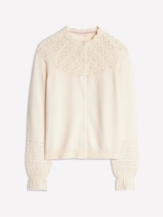 Boden Cream Pointelle Heart Cardigan - Image 5 of 6