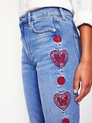 Boden Blue Heart Embroidered Girlfriend Jeans - Image 2 of 6