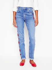 Boden Blue Heart Embroidered Girlfriend Jeans - Image 4 of 6