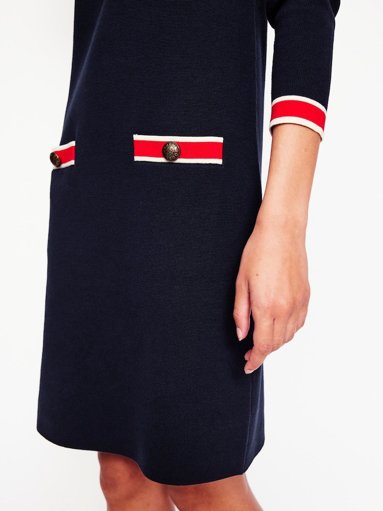 Boden Blue Holly Knitted Shift 100% Cotton Dress - Image 2 of 6