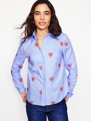 Boden Blue Sienna Heart Embroidered 100% Cotton Shirt - Image 1 of 4