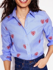 Boden Blue Sienna Heart Embroidered 100% Cotton Shirt - Image 2 of 4