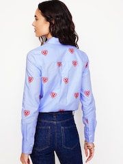 Boden Blue Sienna Heart Embroidered 100% Cotton Shirt - Image 3 of 4