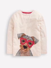 Boden Cream Fun Superstitch Dog Grid 100% Cotton T-Shirt - Image 1 of 3