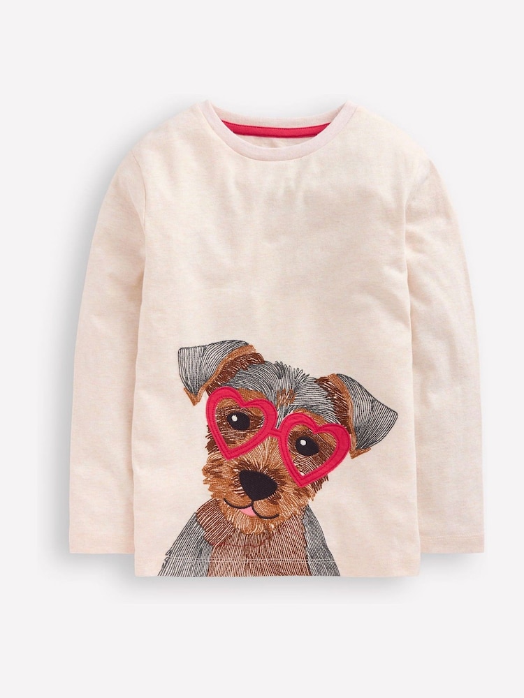 Boden Cream Fun Superstitch Dog Grid 100% Cotton T-Shirt - Image 1 of 3