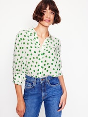 Boden White/Green Sienna Spot Silk Shirt - Image 1 of 6