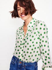 Boden White/Green Sienna Spot Silk Shirt - Image 2 of 6
