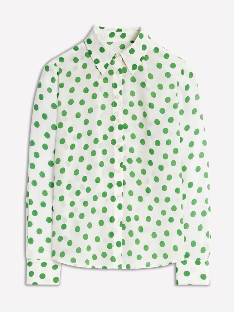 Boden White/Green Sienna Spot Silk Shirt - Image 6 of 6